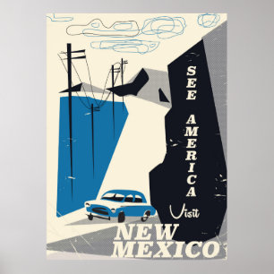 Siehe Amerika - New Mexico Vintage Reiseplakat Poster