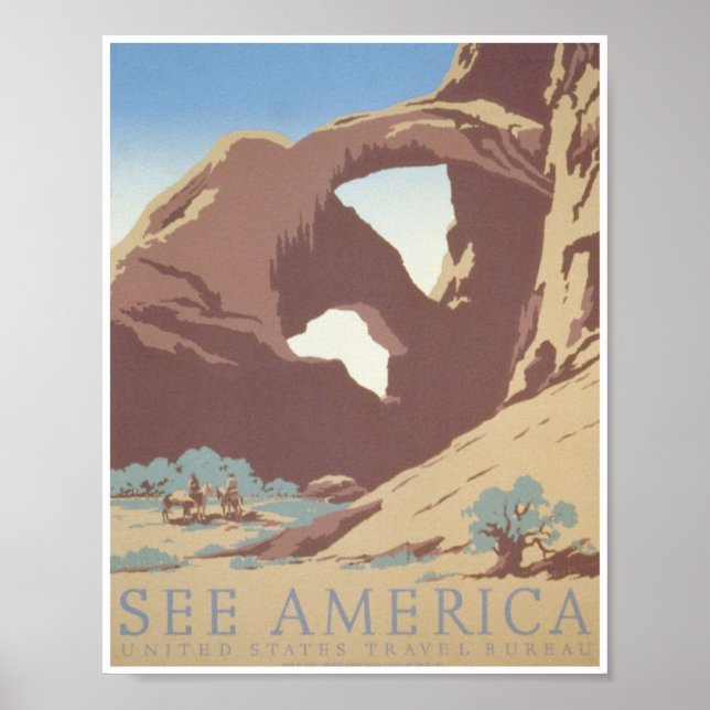Siehe Amerika: United Staaten Travel Bureau Poster (Vorne)