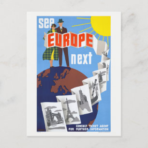 Siehe Europe Next Vintage Poster 1920 Postkarte