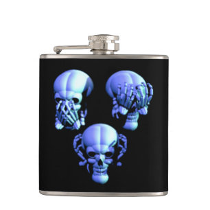 Siehe Hörgeräusch ohne böse Skulls Flask Flachmann