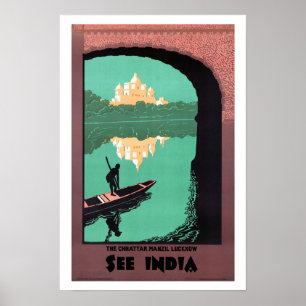 Siehe India Chattar Manzil - Vintage Travel Poster