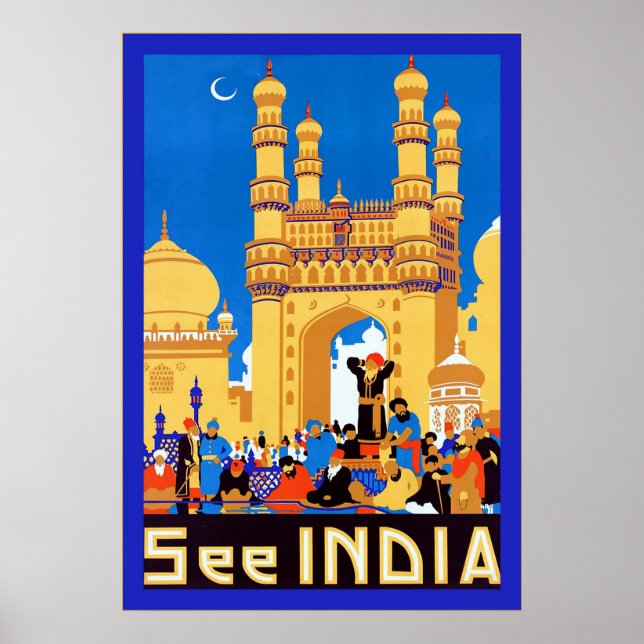 Siehe Indien ~ Hyderabad ~ Vintage Travel Poster (Vorne)