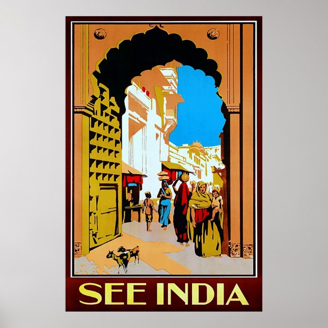 Siehe Indien ~ Vintage Travel Poster (Vorne)