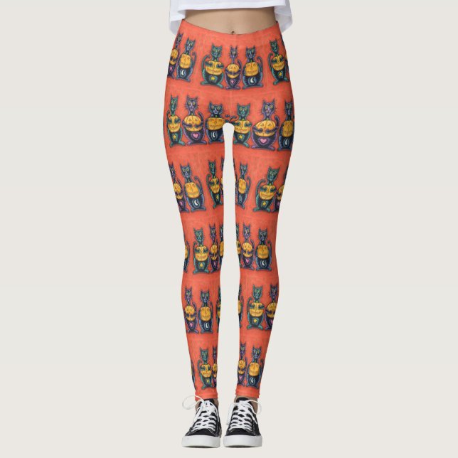 SIEHE KEINE SCHWARZEN KATZEN, HALLOWEEN LEGGINGS O (Vorderseite)