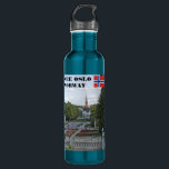 Siehe Oslo Norwegen Vigeland reisen Souvenir Edelstahlflasche<br><div class="desc">Norwegen Skandinavien,  Oslo Vigeland Park,  norwegische Flagge,  Reise-Souvenir,  Wasserflasche. Sie können Ihren eigenen Text hinzufügen.</div>