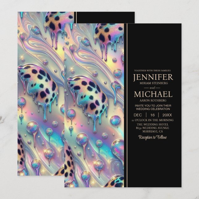 SIEHE RÜCKSEITE All-In-One Exotische elegante Hoch Einladung (Vorne/Hinten)