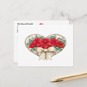 Siehe Rückseite - Rose Herz Postkarte