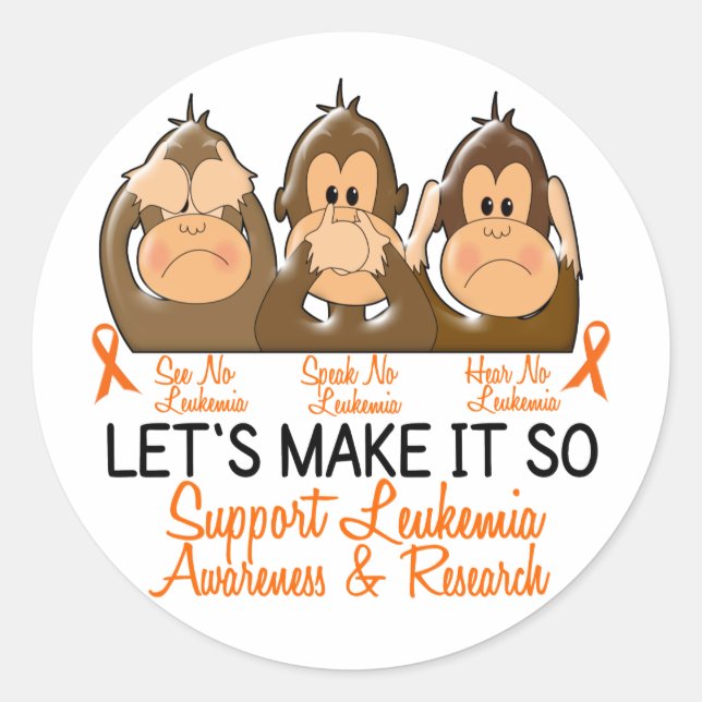 Siehe Speak Hear No Leukemia 2 Runder Aufkleber (Vorderseite)