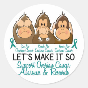 Siehe Speak Hear No Ovarian Cancer 2 Runder Aufkleber