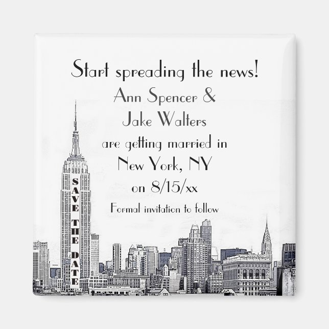 SIEHE ÜBERARBEITETER LINK! NYC-Skyline geätzt 01 D Magnet (Vorne)