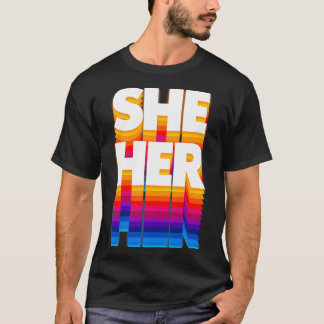SieHer Pronomen Retro verblasstes Design T-Shirt