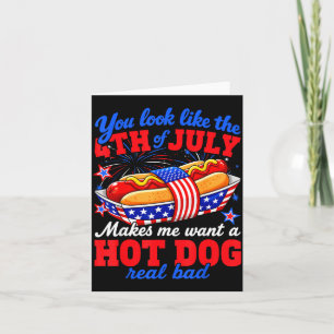 Sieht aus wie 4. Juli Hot Dog Lustiger Patriotisch Karte