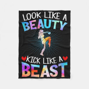 Sieht wie Beauty aus, tritt wie Beast Tee Frauen K Fleecedecke
