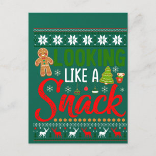 Sieht wie ein Snack aus Lustiger Weihnachtscookie  Postkarte