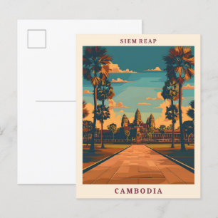 Siem Reap Kambodscha Elegante Kunst Vintage Reise Postkarte