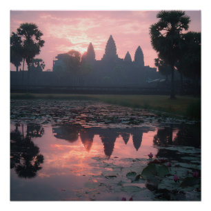 Siem Reap Wat Kambodschanischer See Vintage Poster