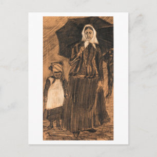 Sien under Umbrella with Girl, Van Gogh Fine Art Postkarte