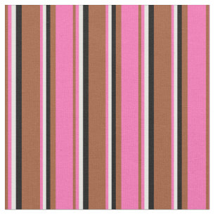 Siena, Hot Pink, Weiß und Schwarze Streifen Stoff