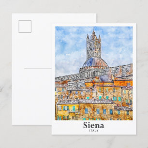 Siena Italien Aquarell-Skizze Handgezeichnet Postkarte