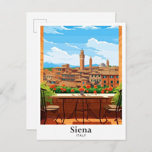 Siena Italien Art Reisen Vintage Illustration Postkarte (Vorne/Hinten)