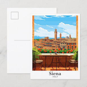 Siena Italien Kunst Reise Vintage-Illustration Postkarte
