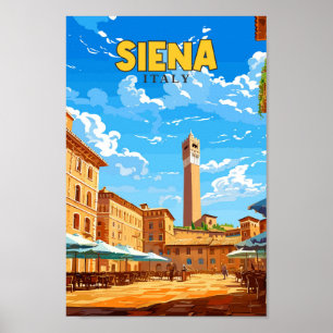 Siena Italien Reisen Kunst Vintage Illustration Poster