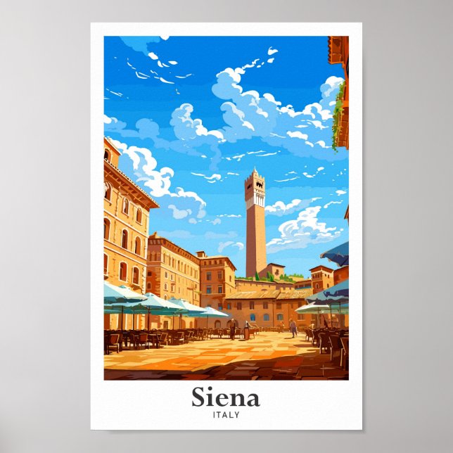 Siena Italien Reisen Kunst Vintage Illustration Poster (Vorne)