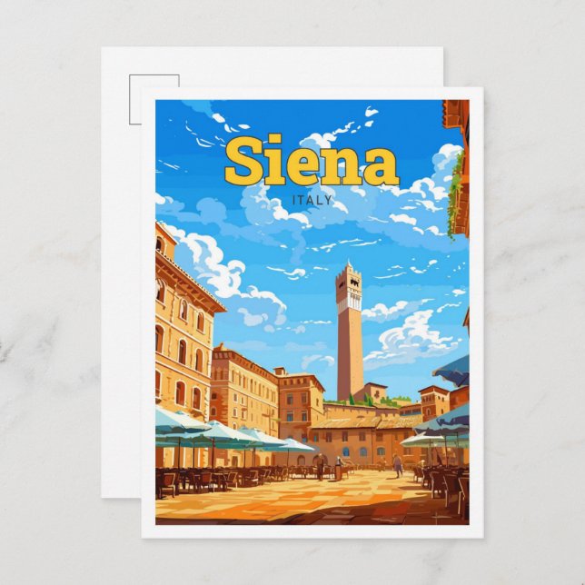 Siena Italien Reisen Kunst Vintage Illustration Postkarte (Vorne/Hinten)