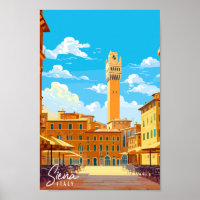 Siena Italien Vintage Reise Illustration