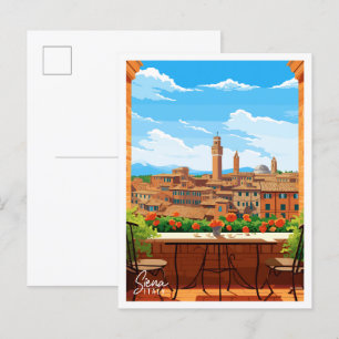 Siena Italien Vintage Reise Illustration Postkarte