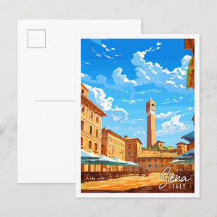 Siena Italien vintage Reiseillustration Postkarte