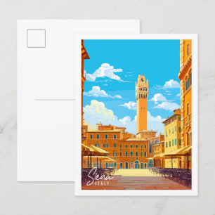 Siena Italien vintage Reiseillustration Postkarte