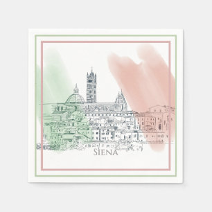 Siena Italy Tower Dome und italienische Flaggenfar Serviette