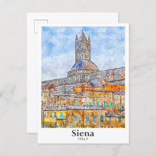 Siena Italy Wasserfarbe Sketch Hand zeichnen Postkarte