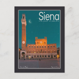 Siena - Palazzo Pubblico Nacht Postkarte
