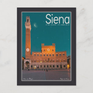 Siena - Palazzo Pubblico Night Postkarte