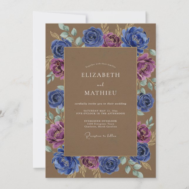 Sienna Amethyst Gemalte Hochzeit Einladung (Vorderseite)