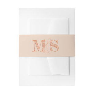 Sienna Beige Monogram Bride Groom Initials Wedding Einladungsbanderole