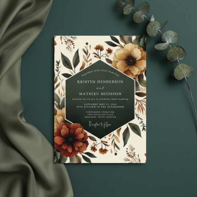 Sienna-Blumen-Waldhochzeit Einladung (Von Creator hochgeladen)