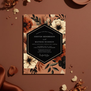 Sienna-Blüten-Herbst-Hochzeit Einladung