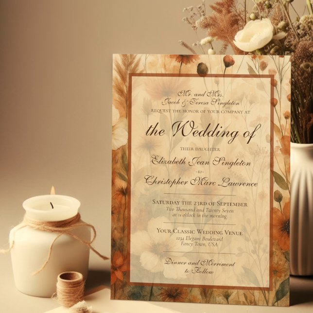 Sienna Boho Chic Wildblumen Formale Hochzeit Einladung (Von Creator hochgeladen)