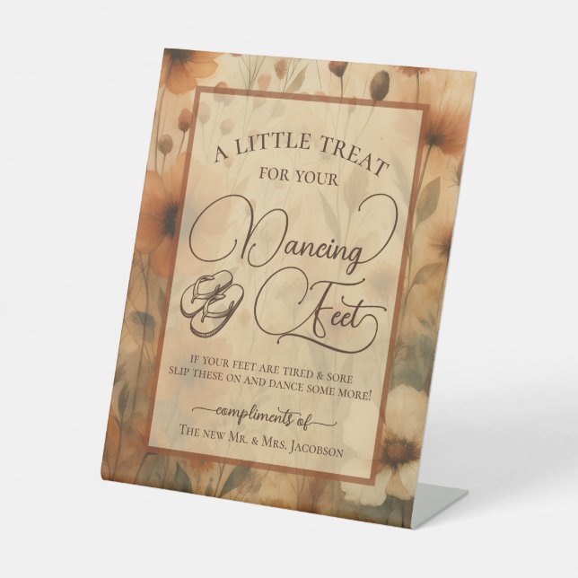 Sienna Boho Floral Dancing Feet Flip Flop Wedding  Sockelschild (Vorderseite)