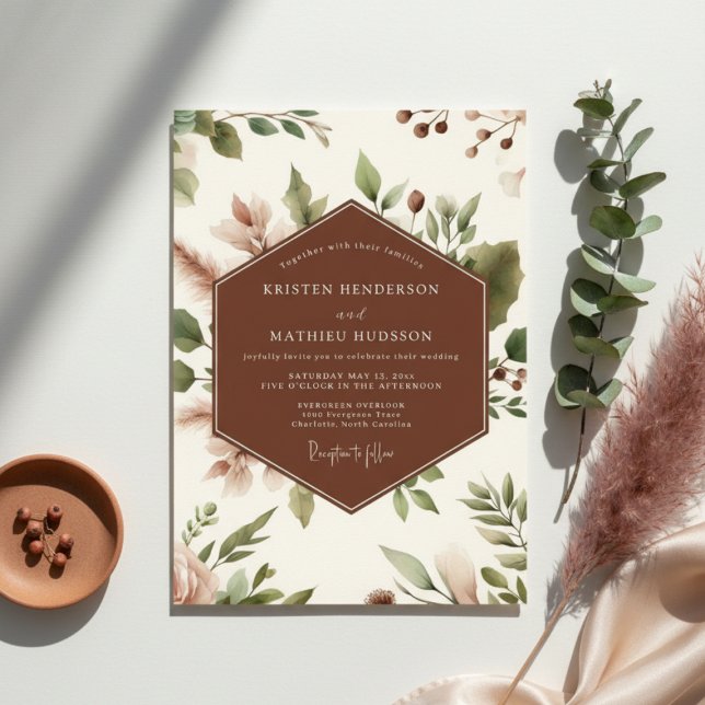 Sienna Botanical Romance Wedding Einladung (Von Creator hochgeladen)