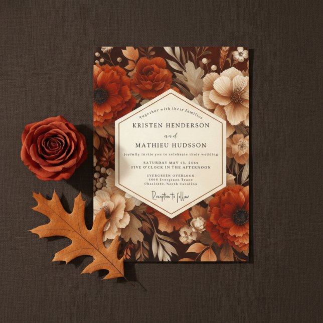 Sienna Botanische Herbsthochzeit Einladung (Von Creator hochgeladen)