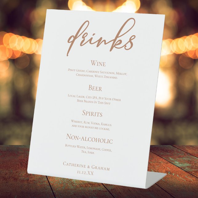 Sienna Brown Typografy Simple Wedding Bar Menu Sockelschild (Von Creator hochgeladen)