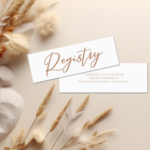 Sienna Brown Typografy Simple Wedding Registry Mini Visitenkarte