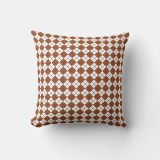 Sienna Brown und White Checkered Raute Muster Kissen