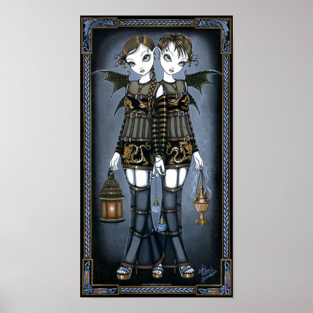 Sienna & Celeste Gothic Dragon Twins Fairy Poster (Vorne)