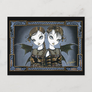 Sienna & Celeste Gothic Dragon Twins Fee Postkarte