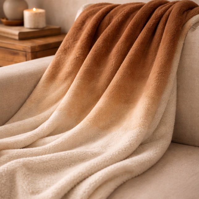 Sienna Cocoa Fade Fleece-Decke Fleecedecke (Deep sienna and cocoa tones fade into ivory for a warm, grounded look across beds and sofas.)